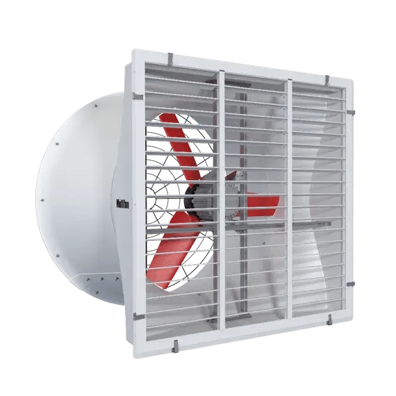 Industrial fan with louvers